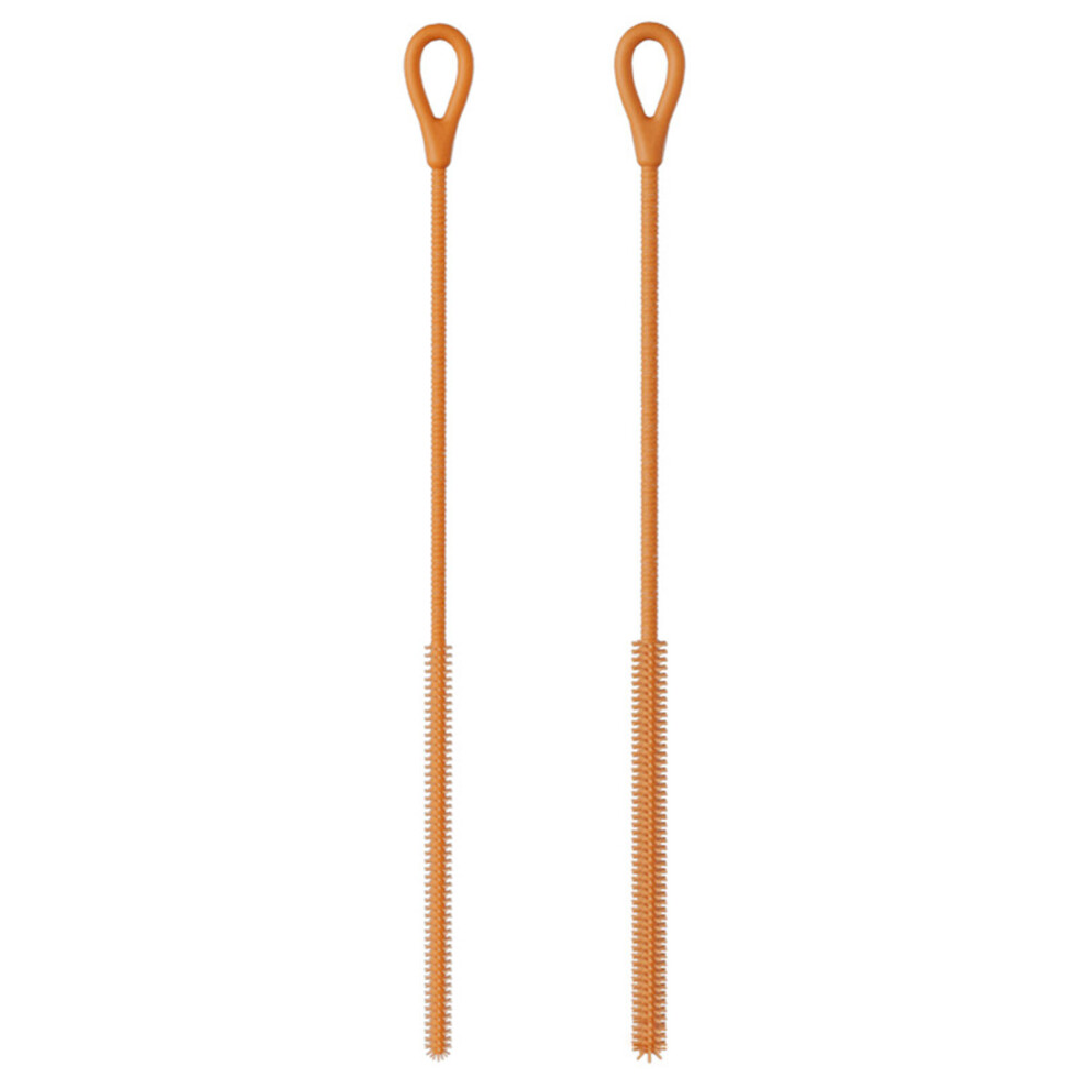 2Pcs Silicones Baby Bottle Cleaning Brushes With- Orange
