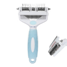 Dog Undercoat Rake Cat Hair Detangling Tool Dog Massage Rake Anti Slip Handle Grooming For Dogs And Cats Blue Indoor