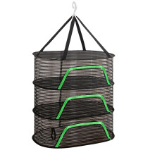 Herb Drying Rack 3 Layer Foldable Mesh Net Zippered Hanging Organizer Black For Buds Herbs Fruits Vegetables