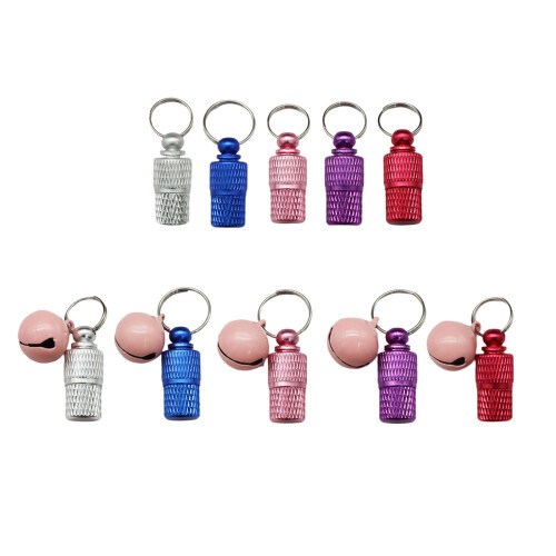 10PCS Rustproof Pet Label Holder Collar Pendant-Blue with bell 2