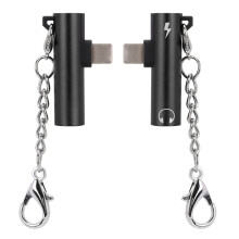 2in1 iPhone Adapter Schlüsselanhänger 7/7P/8/8P/X/XS/XR Schwarz