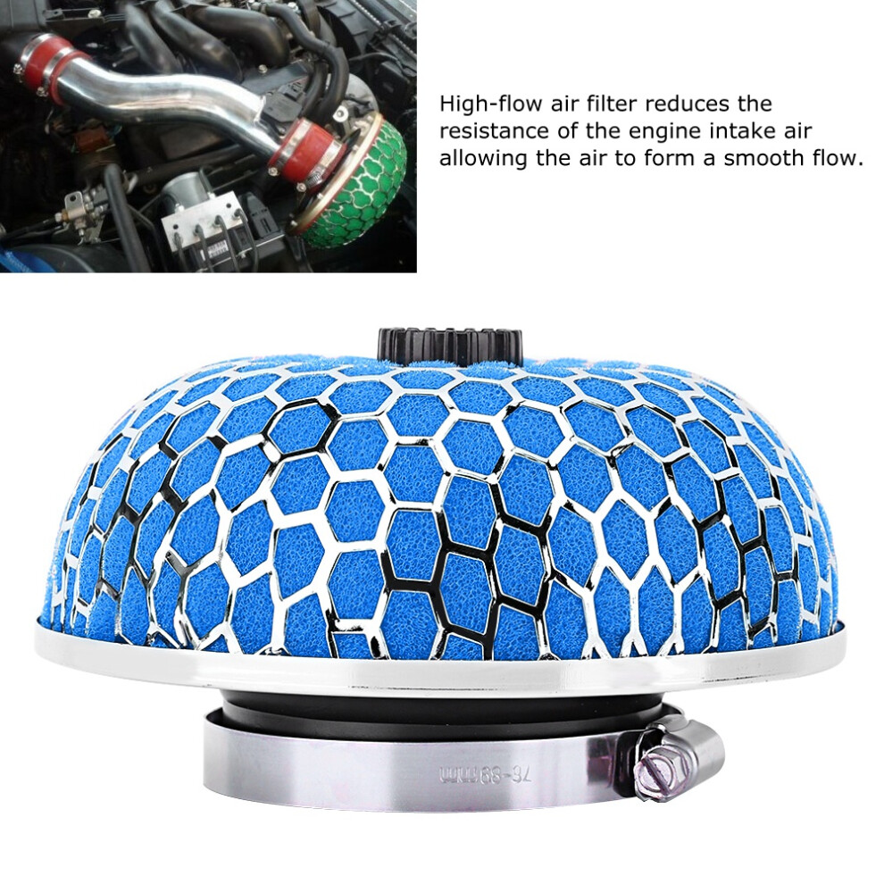 Mushrooms Shape Car Air Filter Cleaner 76-89Mm, Aluminum Alloy Blue 8761363645964