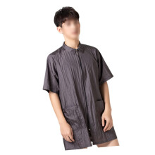Hair Dye Clothing Pocket Design Short Sleeve Grey L For Hair Treatment
