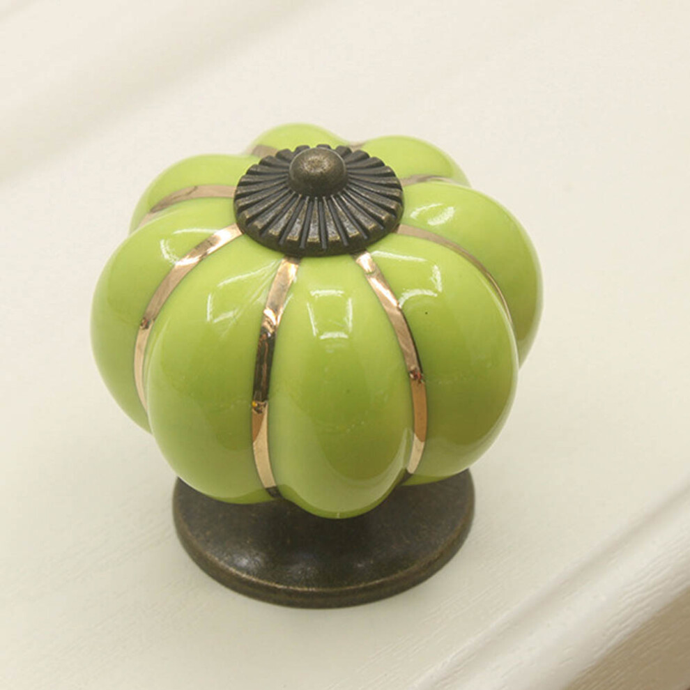 Ceramic Pumpkin Door Knob Handle Apple Green 4Cm Zinc Alloy Drawer Pull 9301363648740