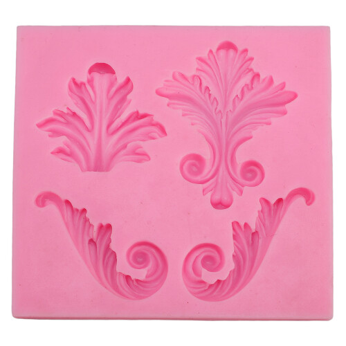 Scroll-Silikonform 4-Fächer Spitzen-Fondant Transparent 1