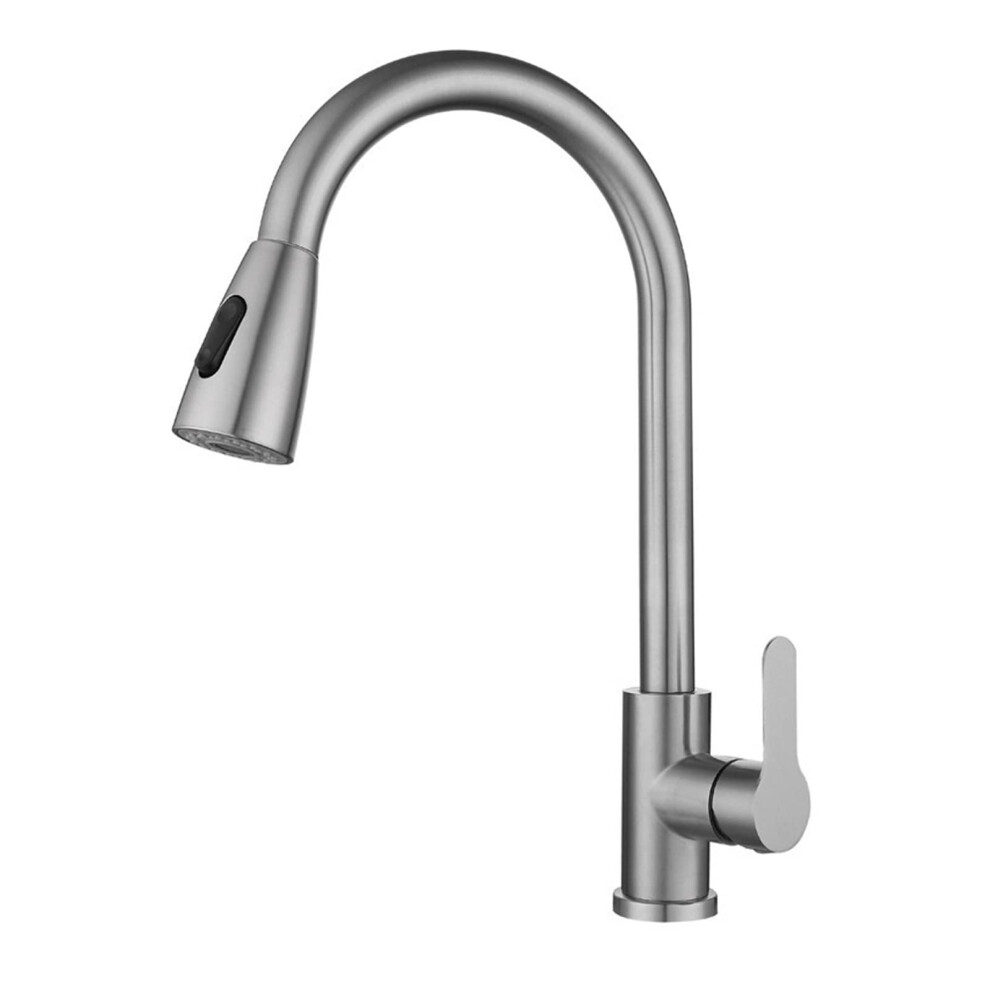Brushed Nickel Kitchen Faucet Single Hole Pullout Sprayer Deck Mounted Mixer Tap With Hose Hot Cold Color: A Black 9323874126241