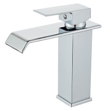 Waterfall Bathroom Faucet Stainless Steel, Black Finish, SingleHandle, Hot And Cold Water