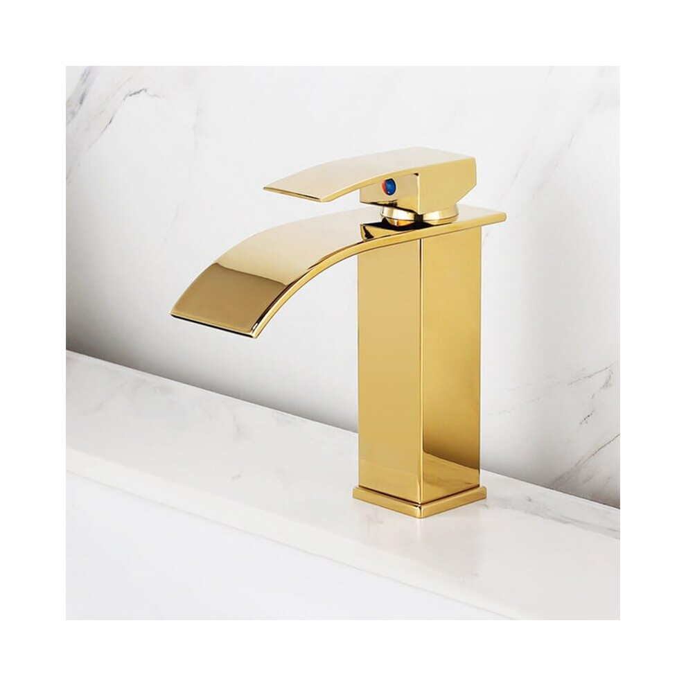 Waterfall Bathroom Faucet Deck Mount Single Lever Vanity Vessel Sinks Mixer Tap, Hot & Cold Water 9323874125237
