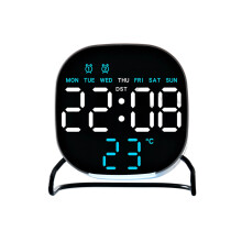 Plastic LED Clock With Double Alarm Soft Glows Nightlight-05