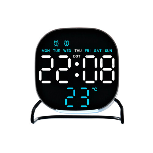 Plastic LED Clock With Double Alarm Soft Glows Nightlight-05