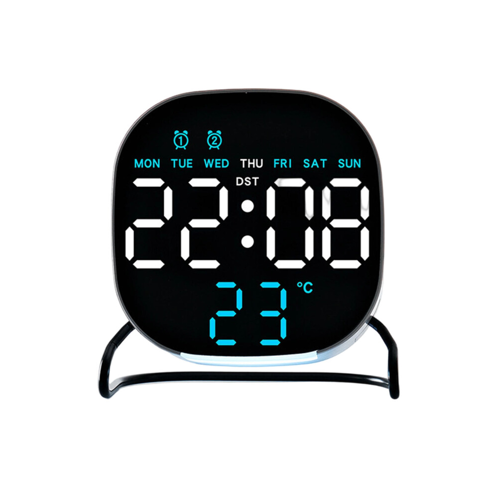 Plastic LED Clock With Double Alarm Soft Glows Nightlight-05