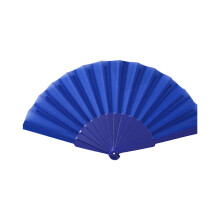 Éventail à main pliant en tissu rétro, éventail chinois-Bleu roi