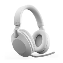 Wireless BT5.3 Headphones OverEar Gaming Rotatable Microphone AUX IN Foldable Soft Ear Cushions Silver White