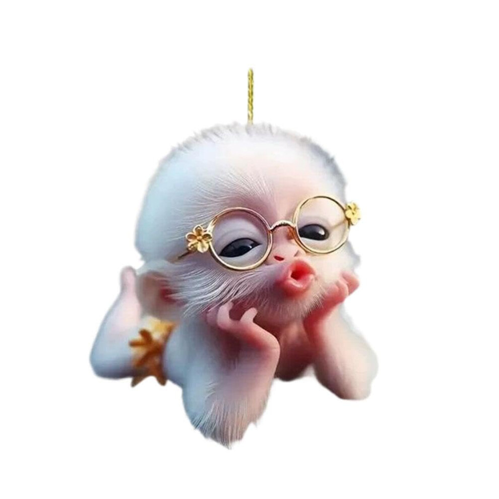 2D Monkeyshaped Car Pendant With Chain, Realistic Rearview Mirror Accessory, Interior Car Ornament, W7v5 F Size 9323874129730