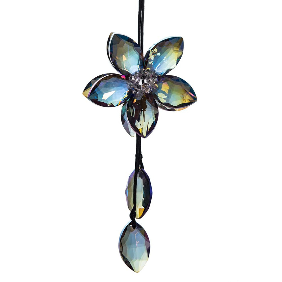 Car Charms Rear View Mirror Ornament Crystal Glass Flower Pendant Auto Interior Decor Colorful Bling Light 9323874129716