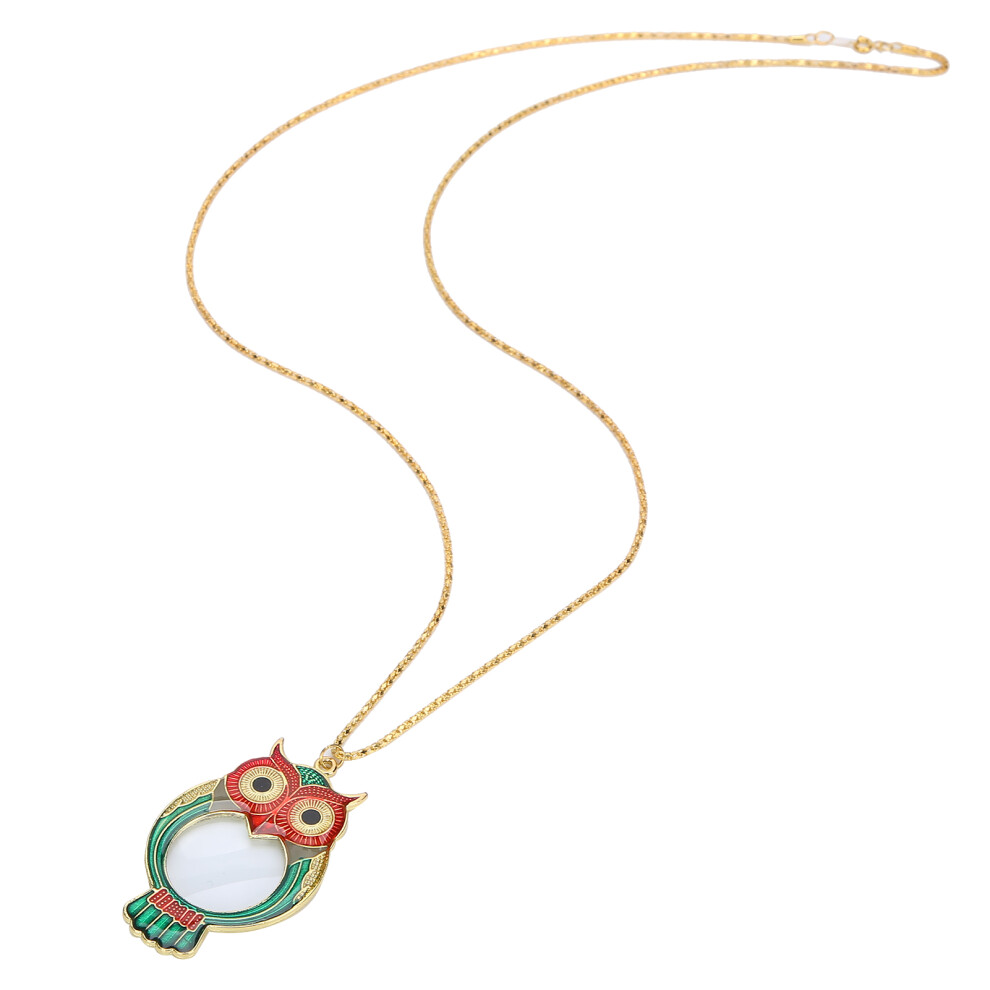 10X Owl Pattern Necklace Magnifier | Reading Pendant with Chain