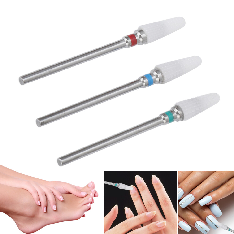 3pcs^Ceramic Nail Drill Bits for Gel Removal and Polishing