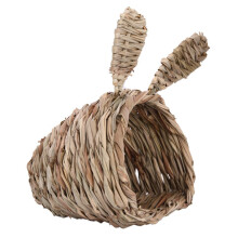 1Pc Handmade Woven Grass Nest For Rabbits And Guinea Pigs Cozy Small Pet Bed, Natural Grass Material, One Size