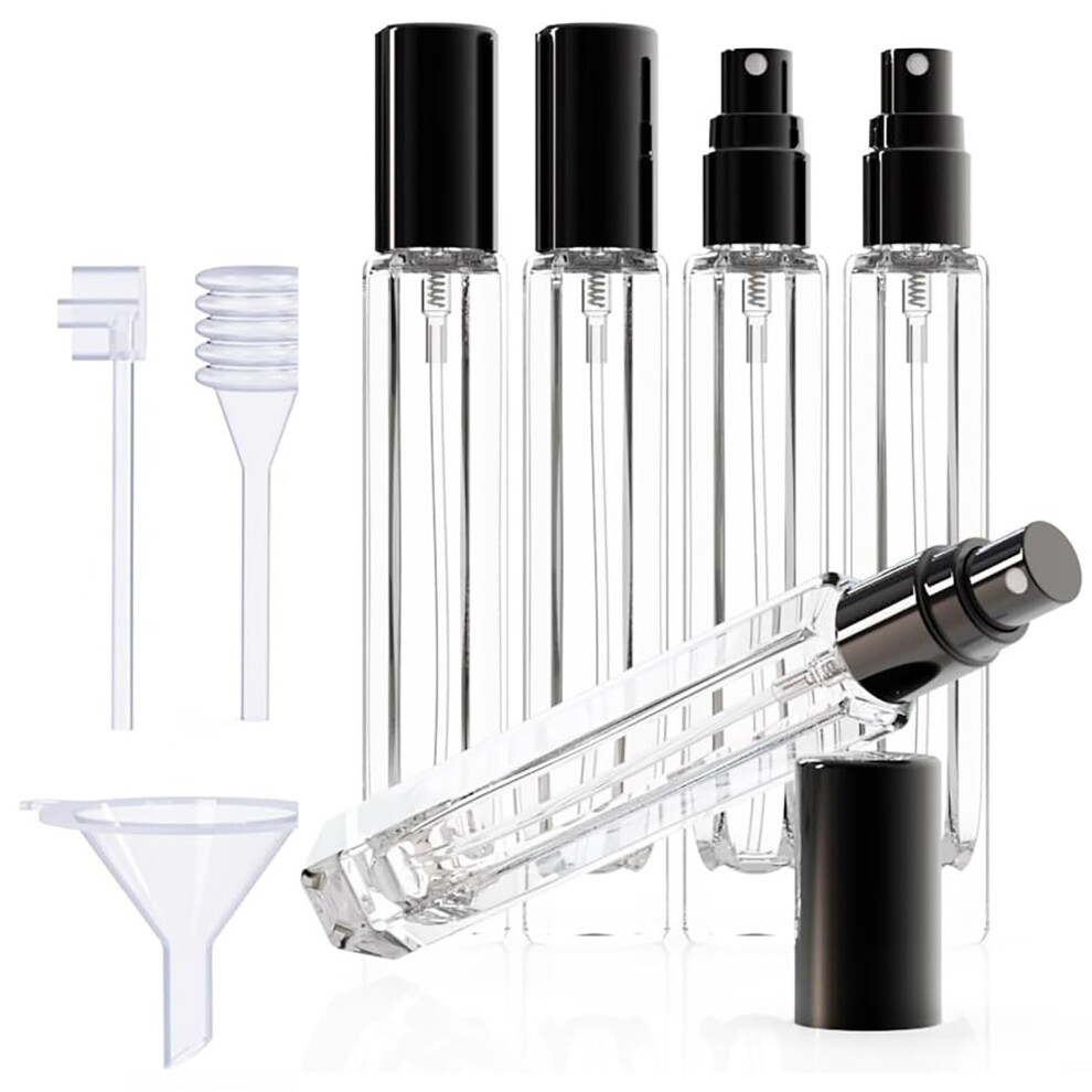 5Pcs Glass Perfume Atomizer Set Leakproof Travel Sprayers- Black 7695000323452