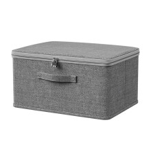 Fabric Storage Box With Lids Grey Lockable Foldable Stackable Wardrobe Organizer For Clothes And Toys 40x30x31cm 40x30x21cm