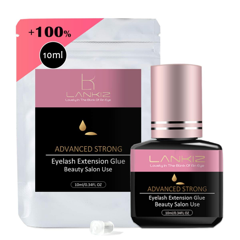 Lankiz Black Cluster Lash Glue 10Ml Eyelash Extension Glue Individual Lash Glue 1-2S Semi Permanent Eyelash Glue With 6 Weeks Retention Lash Bond