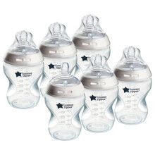 Tommee Tippee Baby Bottles, Natural Start Anti-Colic Baby Bottle with Slow Flow Breast-Like Teat, 260 ml, 0m+, Clear Colour, Self-Sterilising, Baby