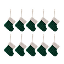 10Pcs Christmas Knitted Stocking Colorful Present Bag-Green