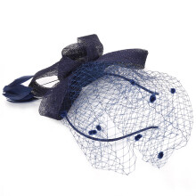 Navy Wedding Women Net Mesh Bridal Face Veil Hat Hair Accessory