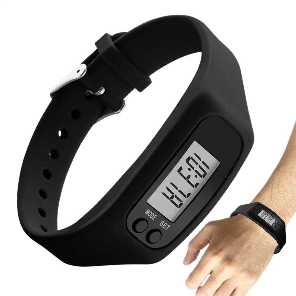 Pedometer Watch No App No Phone Required Monitor Large Screen Walking Running Jogging Hiking Fitness Senior Black 9339159397817