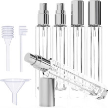 5 Piece Portable Perfume Bottle Set Reusable Glass-silver