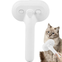 Pet Steam Brush For Cat Portable Shedding Comb Cat Hair Brush For Bath And Dematting Puppy Kitten Horse Small Animals White