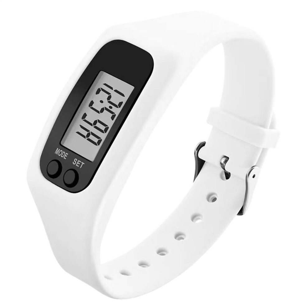 Pedometer Watch Digital Step Tracking Device 25X2.7cm Lightweight For Walking Jogging Or Hiking Travel Commute White 9323874134512