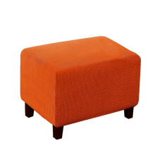 Ottoman Cover Soft Stretch Rectangle Footstool Slipcover Elastic Bottom Removable Washable Pouffe Large Orange