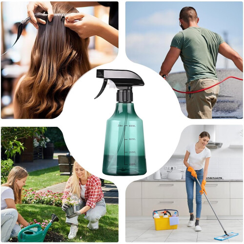 Spray Bottles Leakproof Adjustable Nozzle Durable Cleaning Solution Bottle Lightweight Plastik Container Green 2