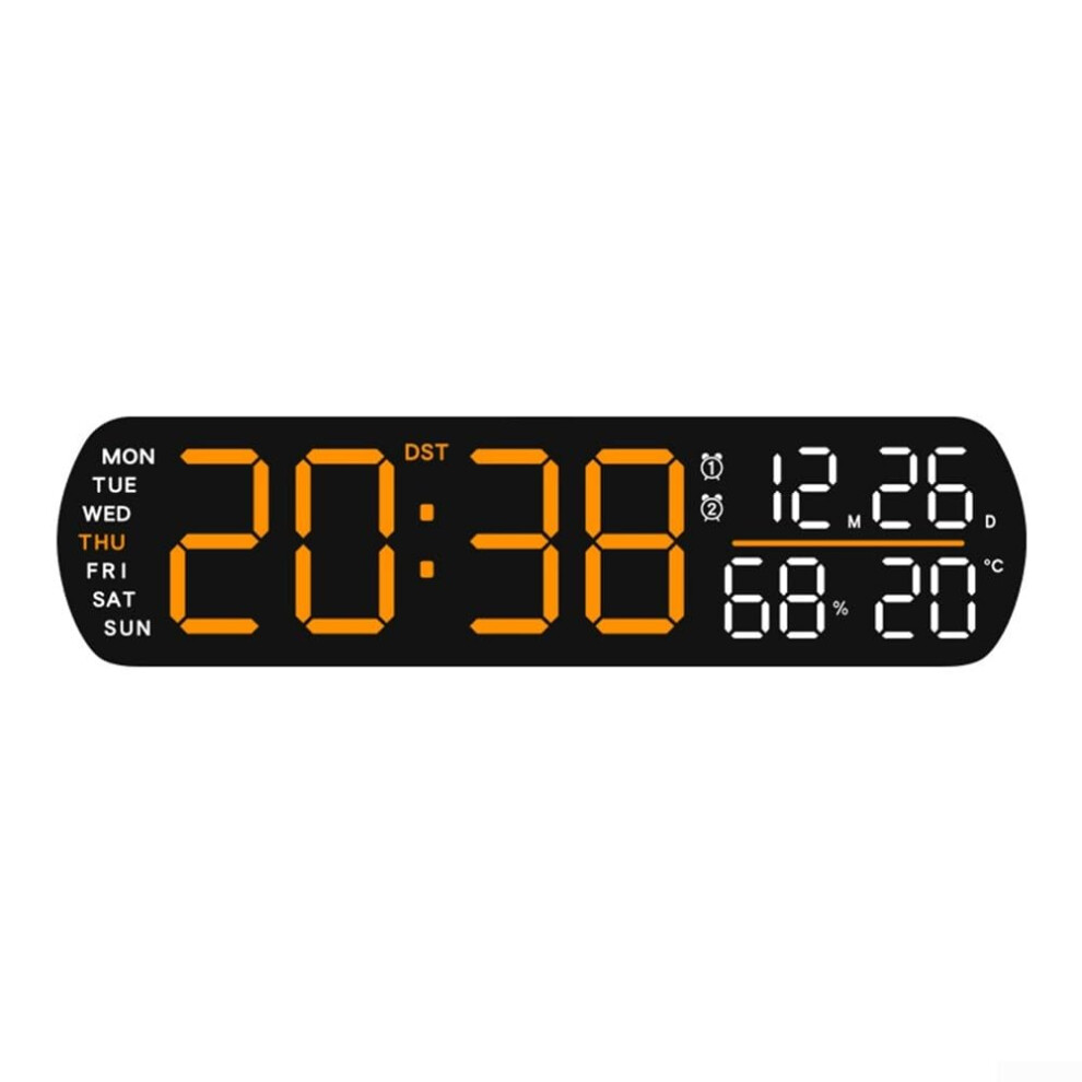 Led Digital Alarm Clock With Time, Date, Temperature, Humidity, Adjustable Brightness, Dual Alarm Model A Yellow