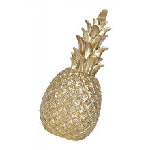 Elegante scultura in polystone a forma di ananas dorato, raffinato design nordico per soggiorno e ufficio, regalo ideale, 7,5x20 cm.