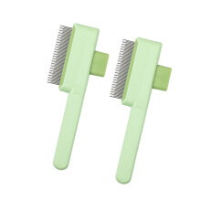 2PCS Dog Hair Brush SelfCleaning Grooming Deshedding Comb-Green