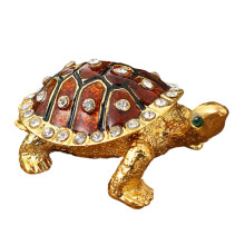 Compact Metal Turtles Jewelry Case Vintage Style Storage-Brown.