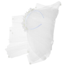 Flower Girl Veil With Pearl Flowers Headband For Kids