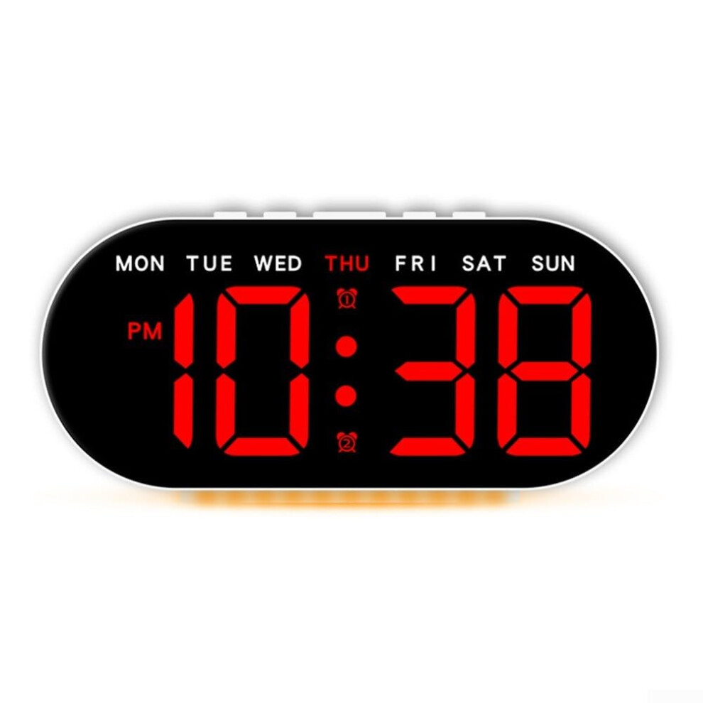 LED Digital Alarm Clock Temp and Date Display, Dual Alarm and Snooze, Adjustable Brightness, Wall/Table Mount
