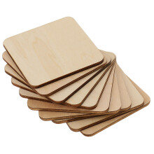 100Stk Natürliche Holzrohlinge Holzquadratstücke Diy Zubehör