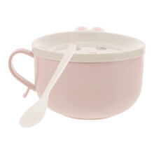 Doppelwandige Nudelschüssel Mit Deckel Und Löffel Pink