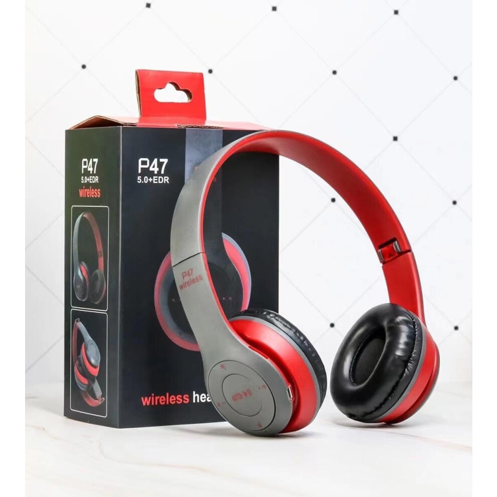 Wireless Bluetooth Headphones With Noise Cancelling Red 9105992342815