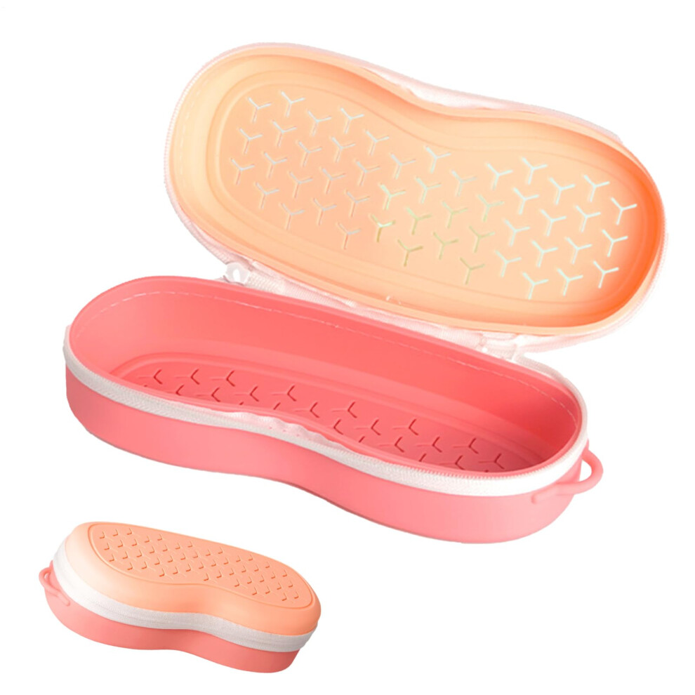 Pink Protective Case For Pool Goggles Storage Breathable Silicone Eyeglass Organizer Outdoor Travel