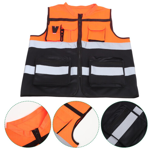Durable Outdoor Reflective Vest with Stripes for Road Workers 1
