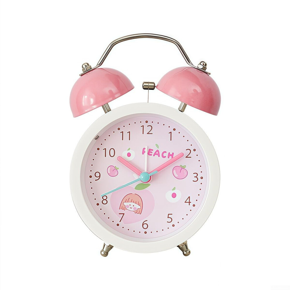 Loud Twin Bell Alarm Clock Bedside Desk Clock With Silent Mechanism And Backlight Pink