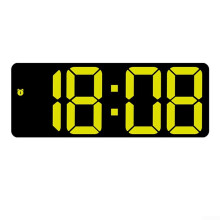 Electronic Clock With Bright Large Display And Voice Control For Time Alarm Calendar And Temperature Yellow