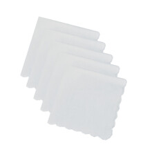 5/10Pcs Reusable White Cotton Handkerchiefs With Delicate-5PS