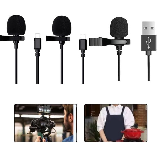 Lavalier Microphone Omnidirectional Pickup Pattern for Vlogging, Gaming, and Online Education, iPhone Compatible 2