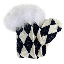 Women Student Furry Feather Trim Knee High Socks College-White